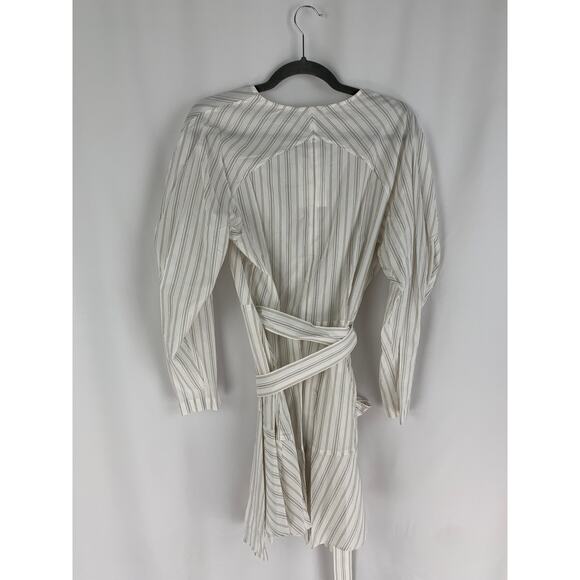 ALC Enzo Striped Puff Sleeve Wrap Dress Women's Size 12 New Cotton Silk - Picture 9 of 9